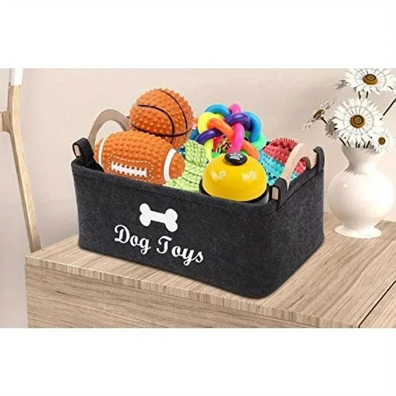 Pet Toy Storage Box for Dogs and Cats Felt Basket Organizer for Home Use - Image 3 of 4