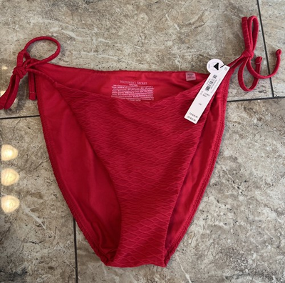 #ad #ad Victoria#x27;s Secret Side Tie CHEEKY Bikini Bottom RED Large NWT SWIM $26.99