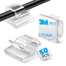 40 Clip Autoadesive Per Cavi - Gestione Cavi Scrivania, USB, Rete, Luci, Con Colla Acrilica - Foto 7