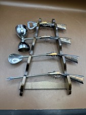 Vintage Deville  Gun 4 Piece Bar Set With Rack Barware Man Cave Liquor
