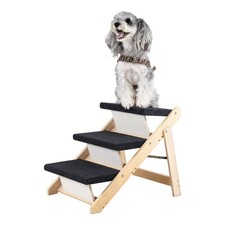 MEWANG Wood Pet Stairs Ramp for Small/Medium Dogs and Cats, Aging Pets   3-i...