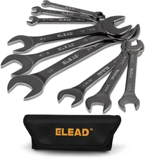 Super Thin Open-End Wrench Set | 9-Piece SAE 1/4" to 1-1/16" | CR-V Ultra-Slim D