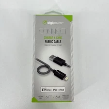Digipower Connect Charge & Sync 6ft Fabric Lightning Cable MFi-Certified New