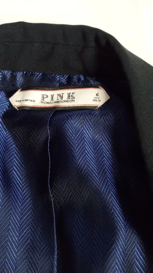 PINK TAILORED BY MR THOMAS PINK JACKET Navy Blue WOOL  Fully Lined Size 6 - Image 2 of 4