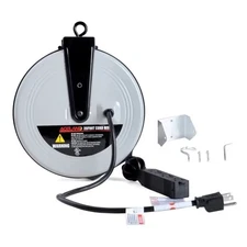 Extension Cord Reel Retractable 25ft 3 Outlet 16AWG Power Cord UL Listed