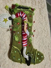 Rare Patience Brewster Mini Stocking Ornament Christmas Holiday Candy Cane  Man 