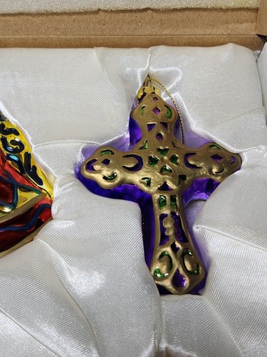 Handblown GLASS Christmas Religious Ornament Vintage Vibrant New Set Of 6 Church - Picture 6 of 10