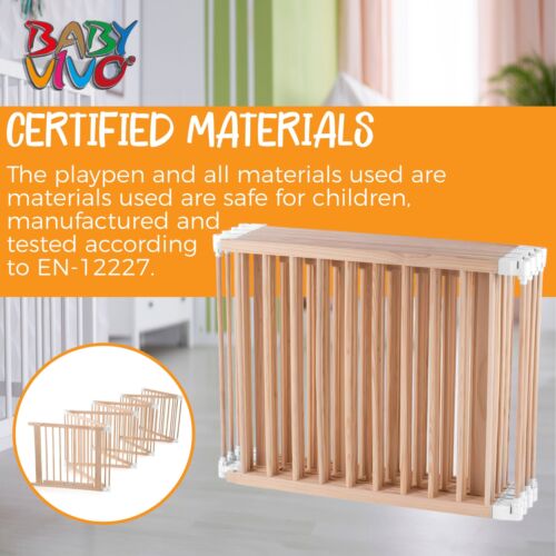 Baby Vivo Parque Corralito Puerta Robusto Bebé Niños Barrera Seguridad Madera - Imagen 7 de 7