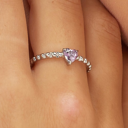 Sagapo Bracciale e Anello Solitario CUORE Viola Regolabile S'agapo SDZ125 SDZ68 - Foto 2 di 8