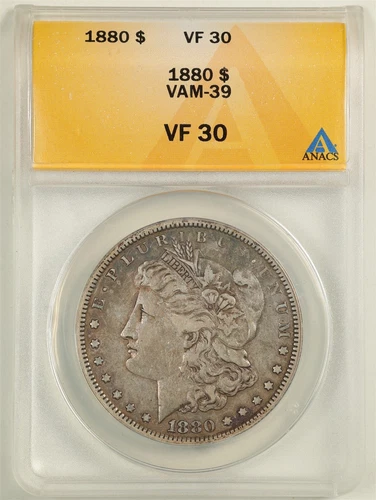 1880 Doubled 1-80 $1 Morgan Silver Dollar VF30 ANACS 4503572 VAM-39