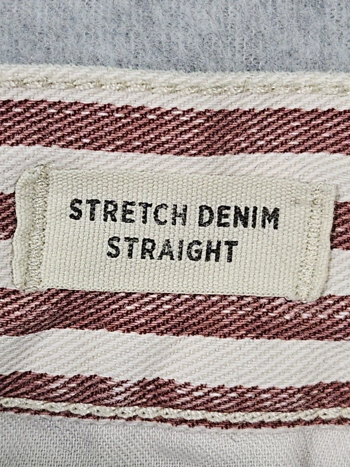 Falda Madewell Mujer Talla 27 Roja Blanca Rayas Elastizada Denim Recta Foto 3 de 4