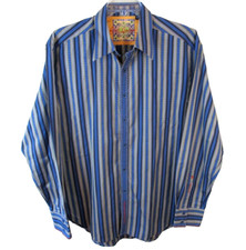Robert Graham Long Sleeve Button Up Flip Cuff Shirt Men's XL Striped