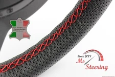 FOR VOLKSWAGEN EUROVAN 93-96 BLACK PERF LEATHER STEERING WHEEL COVER RED 2 STITCH
