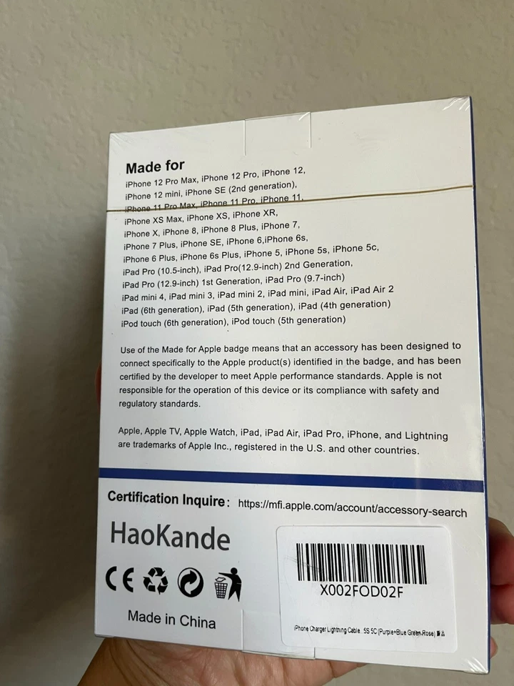 Paquete multicolor de cable de carga HaoKande Apple HaoKanDe [paquete de 4 6/6/6/6 pies]  Foto 2 de 2