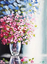 Wildflower Painting Original Art Impasto Flower Wall Art Cute Desk Decor 9 x 7"