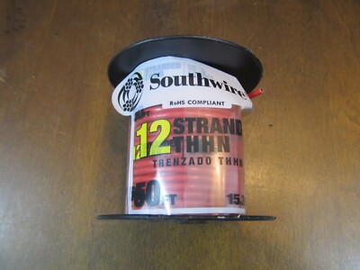 Southwire 12 Gauge Stranded Wire THHN Red 50' Roll Copper Str Cu Rd New
