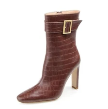 Journee Collection Womens 8 M Brown Elanie Mid Calf High Heel Boots NIB HQ8