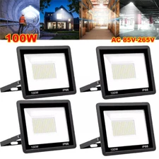 4 Pack 100W LED Flood Light Garden Outdoor Lamp Yard Security Spotlight Fixtures