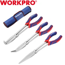 WORKPRO 3-PIECES 11 Inch Long Reach Pliers Set Extra Long Needle Nose Pliers Set