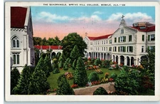 Postcard AL Mobile Quadrangle Spring Hill Catholic College Posted 1938
