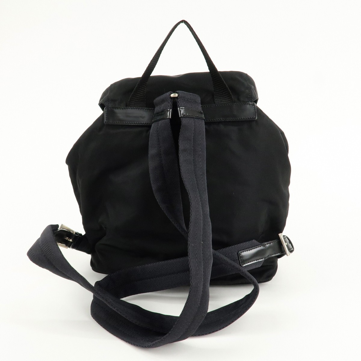Authentic PRADA Triangle Logo Nylon Leather Back Pack Black Authentic PRADA Triangle Logo Nylon Leather Back Pack Black
