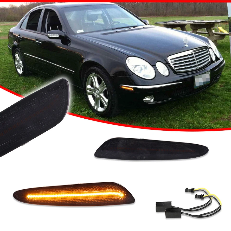 Lámparas marcadoras laterales delanteras LED ámbar lente humo para Mercedes Benz W211 clase E 03-06 Foto 2 de 4
