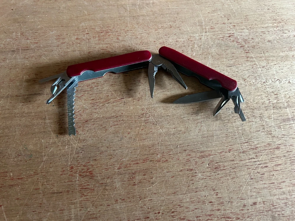 Multi Tool Folding Pocket Knife Pliers Screwdriver Can Opener Rule w/Case