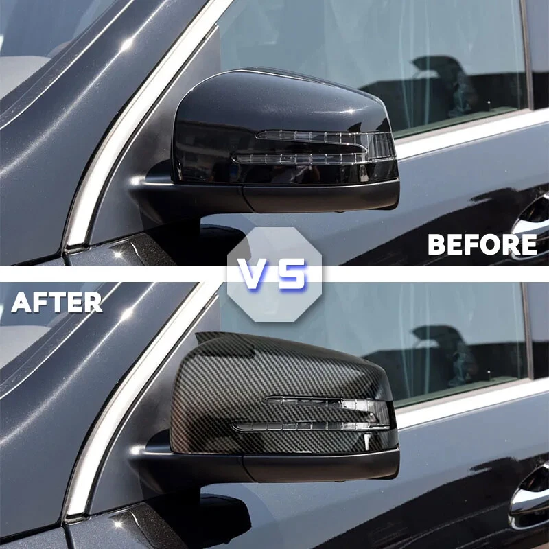 For Mercedes Benz W204 W176 W212 C63 AMG Carbon Look Mirror Cover Cap Overlay - Image 2 of 4