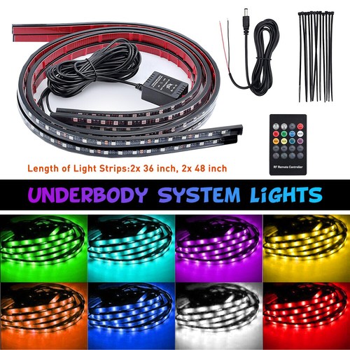 4pcs RGB 8 Color LED Strip Light Kit Under Car Tube Underglow Underbody System D