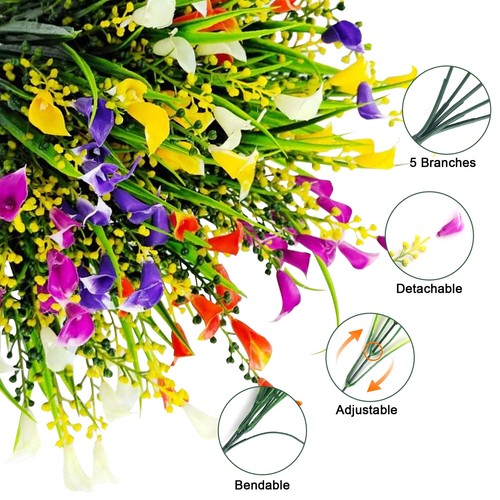 10 Bundles Artificial Flowers Calla Lily UV Resistant Plastic Fake Flowers Ar... - Picture 3 of 7