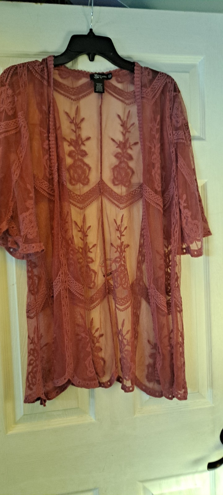 Miss Chievous open-front kimono Womens Floral Lace Muave Size S/M Boho