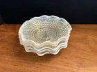 Vintage Five 1940s Anchor Hocking Hobnail Moonstone Opalescent Bowls 5.5”