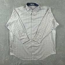Paul Fredrick Shirt Mens Size 20-35 Gray Blue Plaid Long Sleeve Button Down