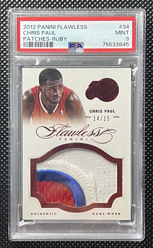 Chris Paul 2012 Flawless Game Worn Jumbo Patch /15 Ruby PSA 9 Clippers RARE