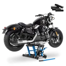 Motorcycle Jack Scissor Hydraulic Lift ConStands L black-blue incl. 4 rubber blo