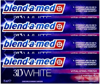 4x Blend-a-med 3D White Vitalizing Fresh 75ml, 3in1, Zahnschmelz schonend