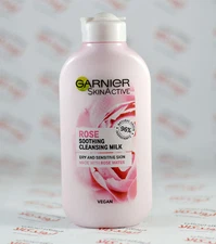 NEW Garnier Skin Naturals Rose Cleansing Milk 200ml - Soothing & Hydrating Lotio