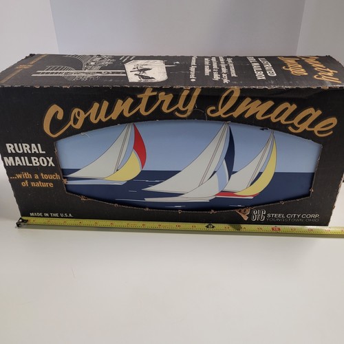 Sailboat mailbox, new in the box, metal rural style, never opened 3 sailboats - Picture 2 of 15