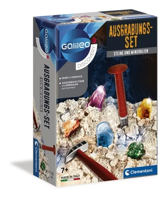 CLEMENTONI Galileo Discovery Ausgrabungs Set Steine Mineralien Spielzeug für Kinder ab 7