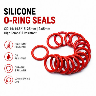 1x Silikon O-Ring Dichtungen OD 14/14.5/15-25mm 2.65mm   High Temp Oil Resistant