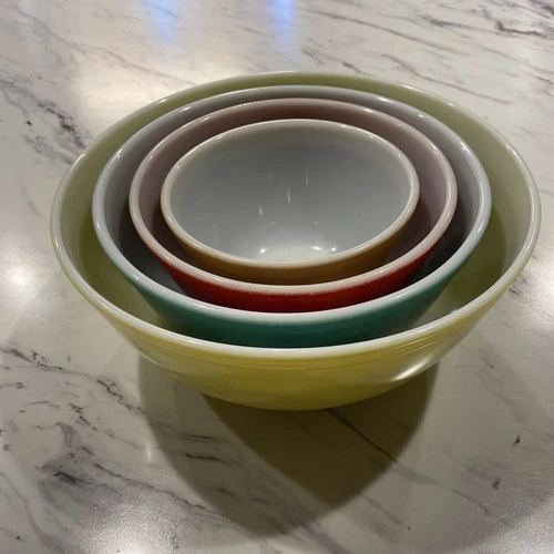 Vtg Pyrex Primary Colors Nesting Bowl Set - 401, 402, 403, 404 - VGC