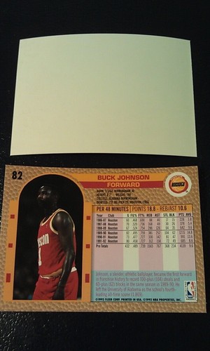 Buck Johnson Houston Rockets 1992 - 1993 Fleer Blank Front Error WOW ...