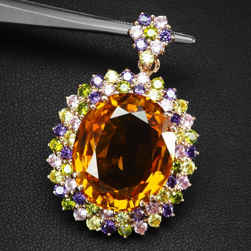 Squisiti ciondoli fatti a mano in argento sterling 925 zaffiro giallo... - Immagine 3 di 4