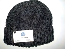 Hand Knit -  100% Cashmere Beanie/Hat/Cap  - Italian Yarn - Dark Gray - 2 Sizes