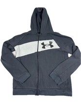 Under Armour ColdGear Youth Large Full Zip Hoodie Gray Black Logo Boys YLG