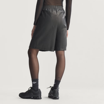Adidas Pleather Firebird Oversized Jort Utility Black JW7327 Women Adidas Pleather Firebird Oversized Jort Utility Black JW7327 Women