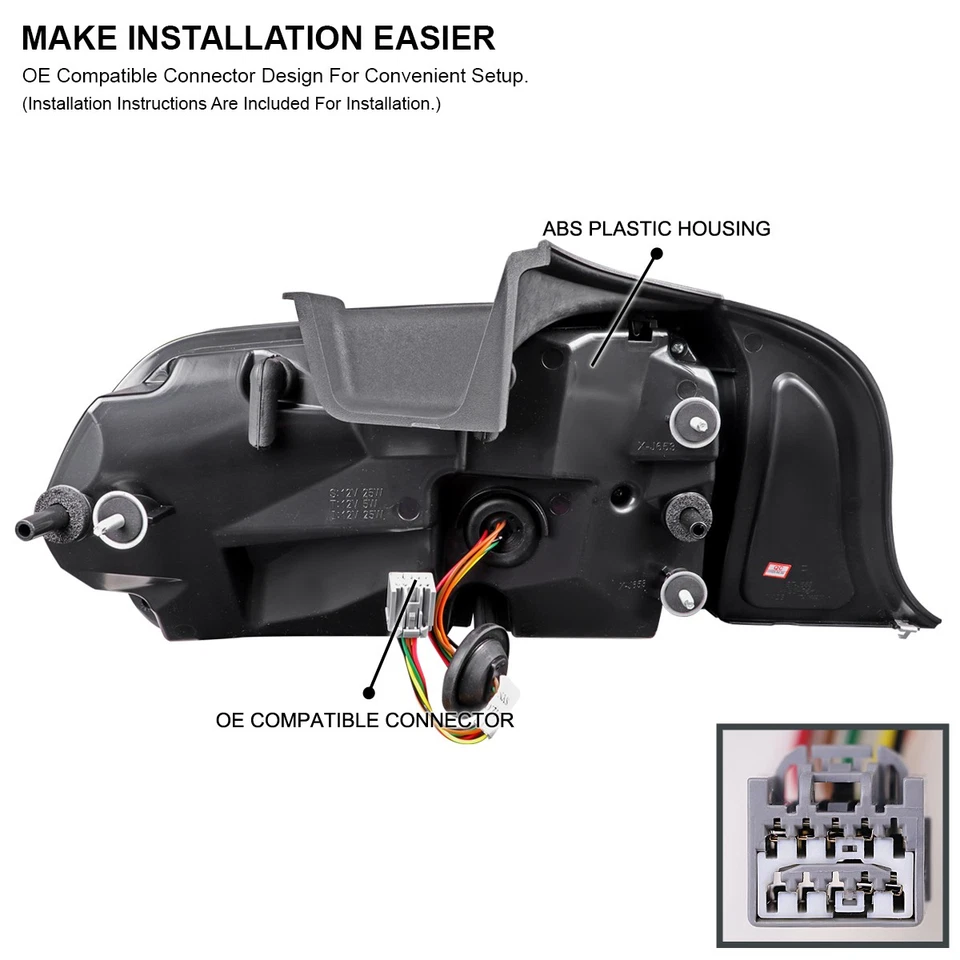 Jet Black Fits 2015-2023 Ford Mustang LED Sequential Signal Lamps Tail Lights Foto 4 de 4