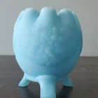 Fenton Blue Satin Glass rose bowl.