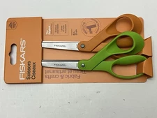 Fiskars Pack of 2 Scissors 8” Each Original Orange & Green Stainless Blades New