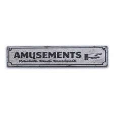 Amusements, Custom Beach Rides Decor - Rustic Distressed Wood Sign